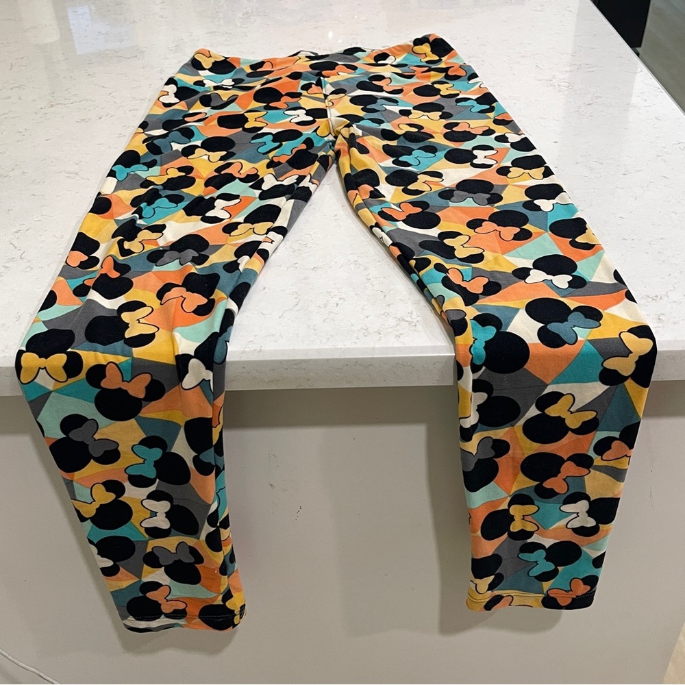 LuLaRoe Women's Fleece Leggings with Multicolor Abstract Pattern -One size